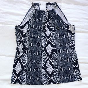 Micheal Kors Snake Skin Print Short Sleeve Blouse